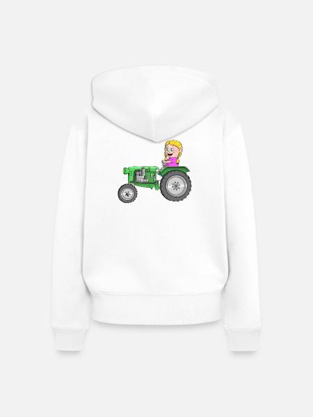 Traktor Kinder - Frauen Premium Bio Zip Hoodie - Weiß