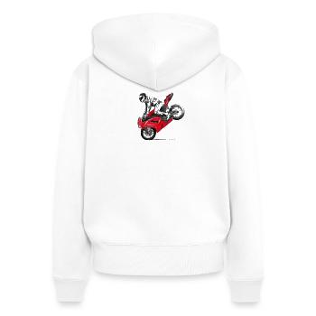 Motorrad Trick - Frauen Premium Bio Zip Hoodie - Weiß - Hinten - AI Model Female 172 light (172cm)