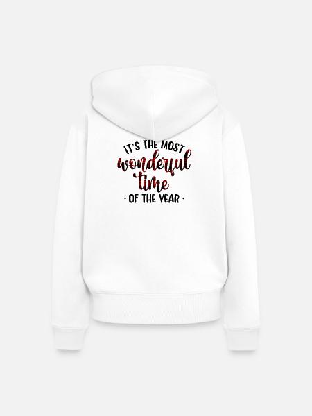 Karmesin-Karo-Schrift - Frauen Premium Bio Zip Hoodie - Weiß