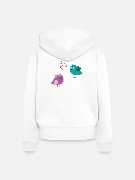 Vogelliebe, Love - Frauen Premium Bio Zip Hoodie - Weiß