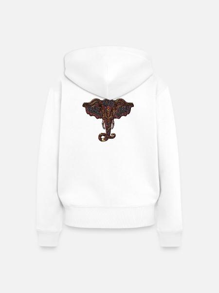 dekorativer Elefantenkopf - Frauen Premium Bio Zip Hoodie - Weiß