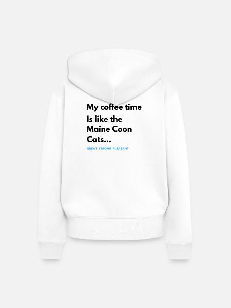Kaffeezeit wie die Maine Coon Katzen - Frauen Premium Bio Zip Hoodie - Weiß