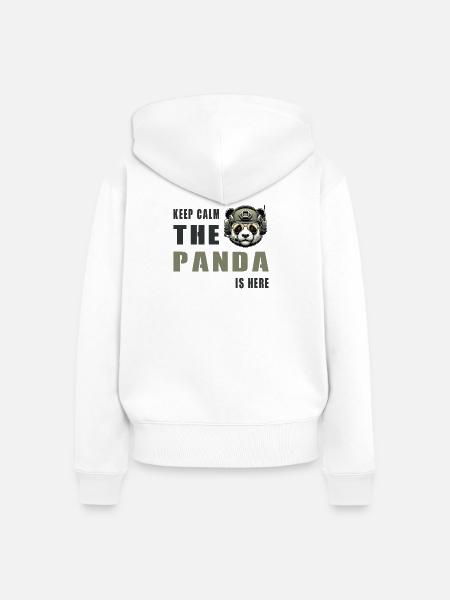 Taktischer Panda – Keep Calm - Frauen Premium Bio Zip Hoodie - Weiß