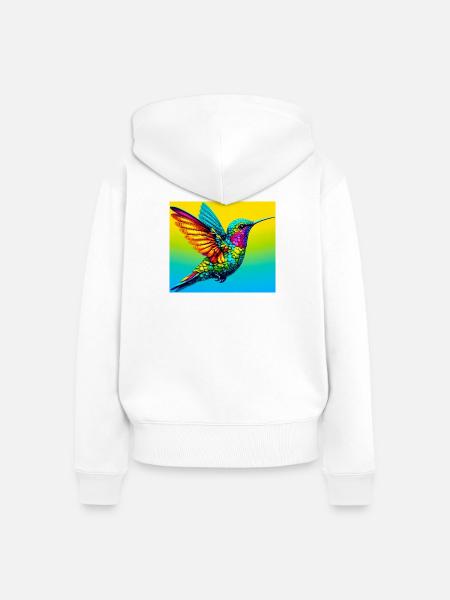 Kolibri - Frauen Premium Bio Zip Hoodie - Weiß