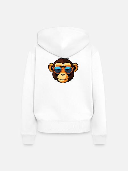 Cool Affe mit Sonnenbrille - Frauen Premium Bio Zip Hoodie - Weiß