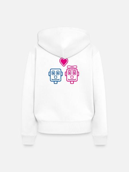 Robot Lovers von Helfspawn - Frauen Premium Bio Zip Hoodie - Weiß