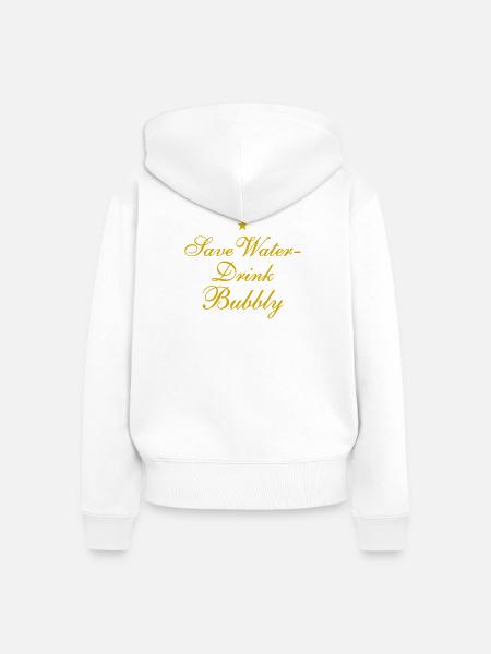 Save Water Drink Bubbly - Frauen Premium Bio Zip Hoodie - Weiß