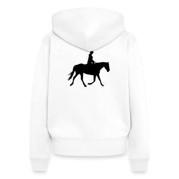 Reiterin  - Frauen Premium Bio Zip Hoodie - Weiß - Hinten - AI Model Female 172 light (172cm)
