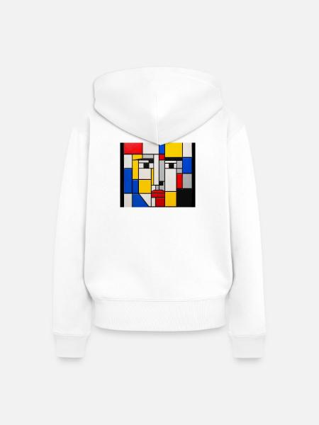 Mondrian-Gesichtsmosaik - Frauen Premium Bio Zip Hoodie - Weiß