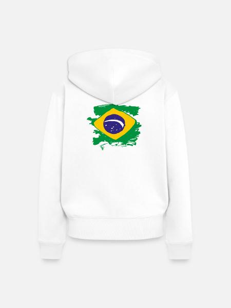 Brasilien Flagge - Frauen Premium Bio Zip Hoodie - Weiß