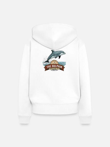 Delfin für Glück - Frauen Premium Bio Zip Hoodie - Weiß