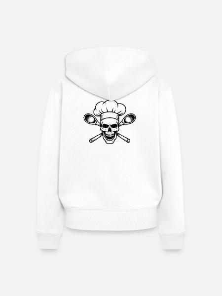 BBQ Chef Skull - Frauen Premium Bio Zip Hoodie - Weiß