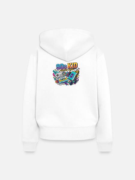 90er-Kind - Frauen Premium Bio Zip Hoodie - Weiß