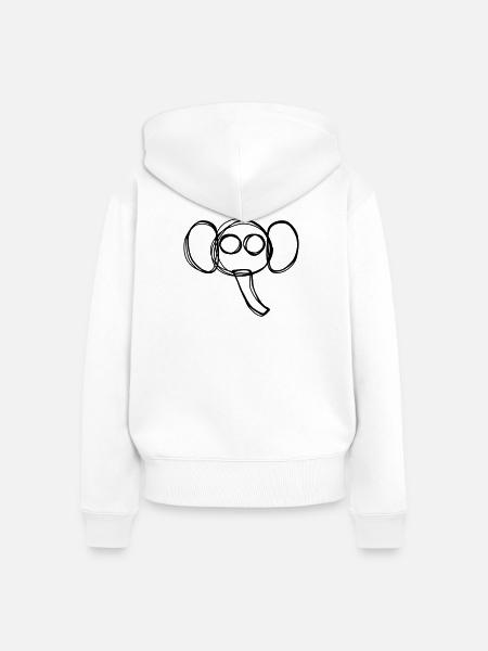 Elefant handgezeichnet - Frauen Premium Bio Zip Hoodie - Weiß