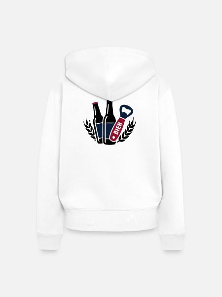 Flaschenoeffner Bier Logo - Frauen Premium Bio Zip Hoodie - Weiß