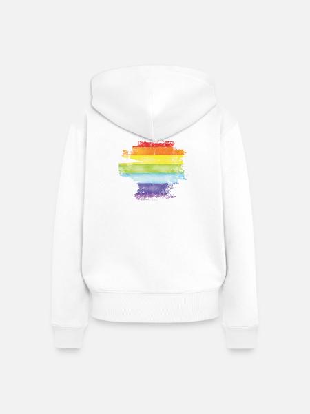 Stolz Pinsel Regenbogen - Frauen Premium Bio Zip Hoodie - Weiß