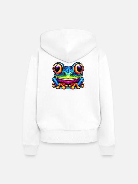 Frosch - Frauen Premium Bio Zip Hoodie - Weiß