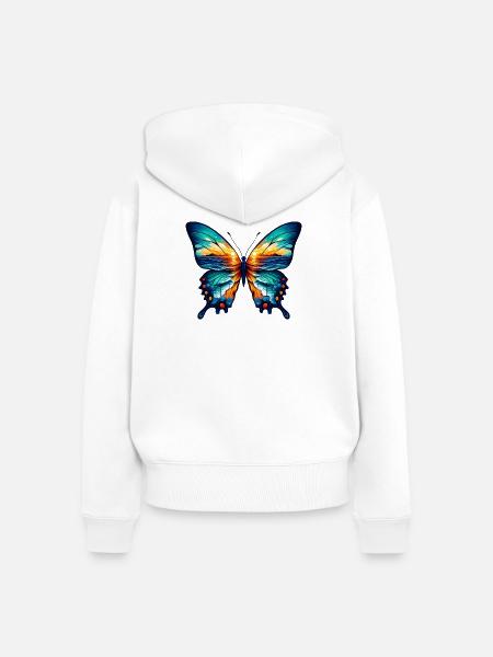 Schmetterling - Frauen Premium Bio Zip Hoodie - Weiß
