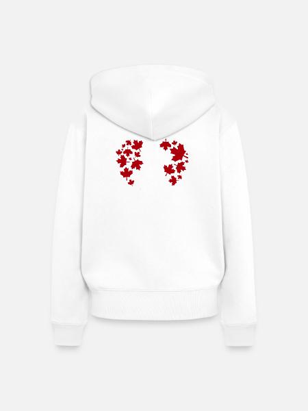 Ahornblatt Herzmuster - Frauen Premium Bio Zip Hoodie - Weiß