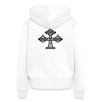 station spatiale - Sweat à capuche zippé Premium bio Femme - blanc - Dos - AI Model Female 172 light (172cm)