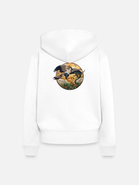 Sekretär vs Schlange im Abendlicht - Frauen Premium Bio Zip Hoodie - Weiß