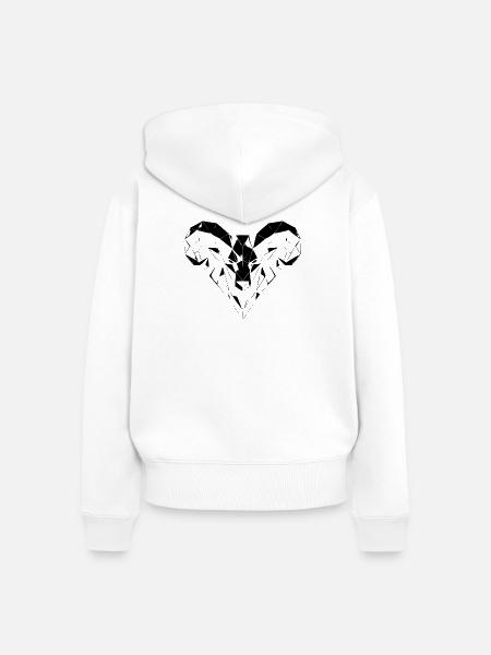 Geometric Ram – Kraft & Mut - Frauen Premium Bio Zip Hoodie - Weiß