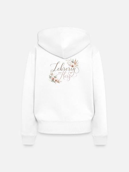Lehrerin mit Herz! - Frauen Premium Bio Zip Hoodie - Weiß