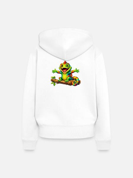 Lustiges Chamäleon - Frauen Premium Bio Zip Hoodie - Weiß