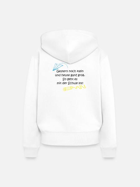 "Gestern klein, heute ganz groß..." - Frauen Premium Bio Zip Hoodie - Weiß