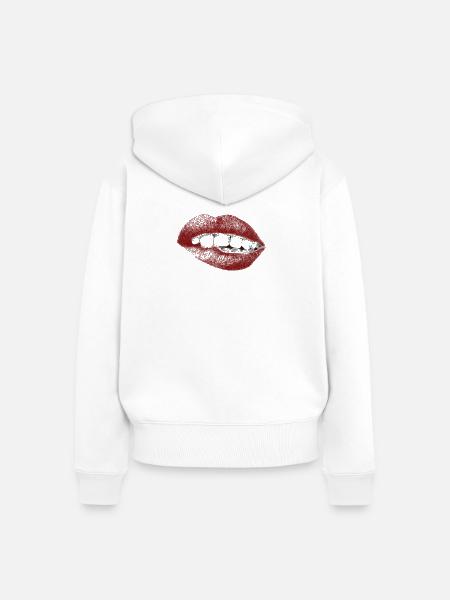 Lippen - Frauen Premium Bio Zip Hoodie - Weiß