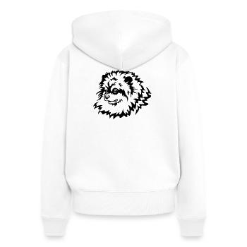 Zwergspitz Kopf - Frauen Premium Bio Zip Hoodie - Weiß - Hinten - AI Model Female 172 light (172cm)