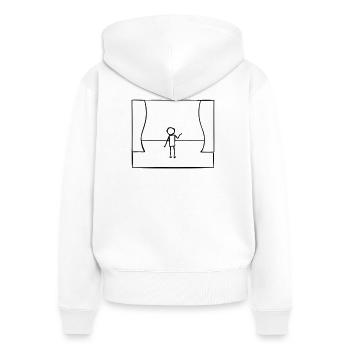 Bühne Auftritt Strichfigur - Frauen Premium Bio Zip Hoodie - Weiß - Hinten - AI Model Female 172 light (172cm)