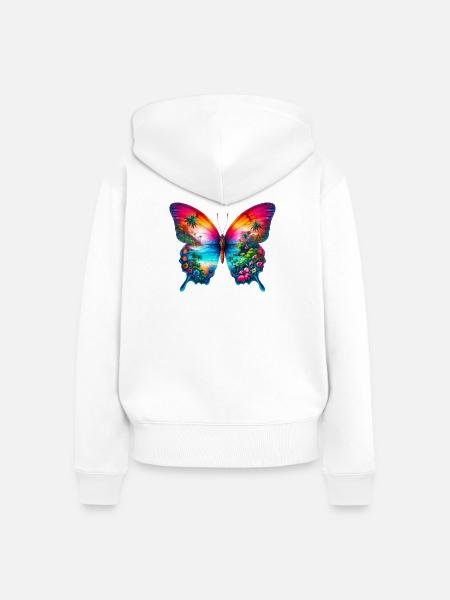 Schmetterling - Frauen Premium Bio Zip Hoodie - Weiß