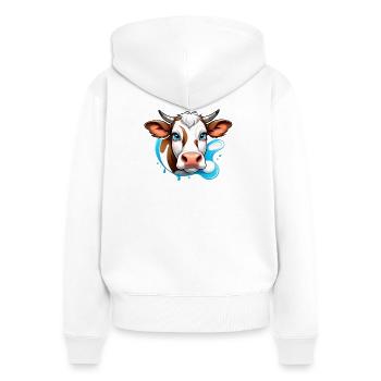 Alpine Cow Charm - Frauen Premium Bio Zip Hoodie - Weiß - Hinten - AI Model Female 172 light (172cm)