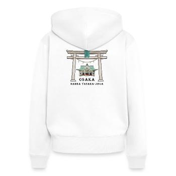 Osaka Japon, Namba Yasaka-jinja Torii Dessin - Sweat à capuche zippé Premium bio Femme - blanc - Dos - AI Model Female 172 light (172cm)