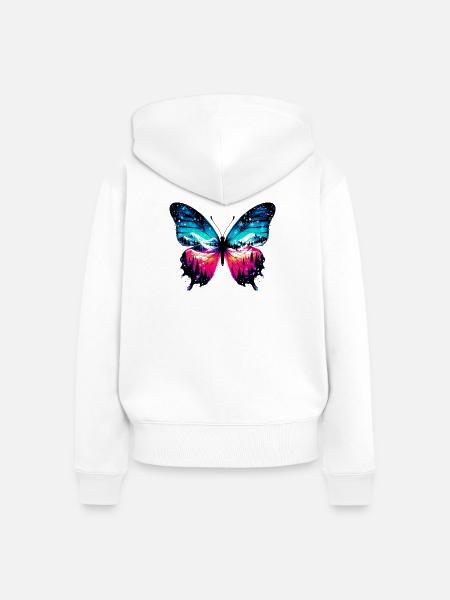 Schmetterling - Frauen Premium Bio Zip Hoodie - Weiß