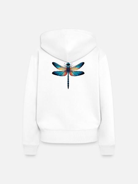 Libelle - Frauen Premium Bio Zip Hoodie - Weiß