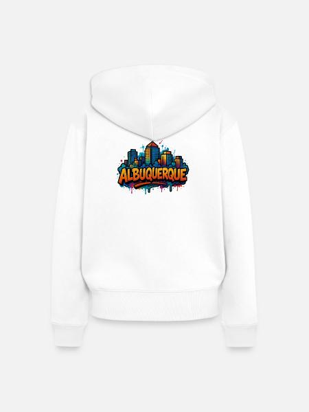 Albuquerque Graffiti Skyline - Frauen Premium Bio Zip Hoodie - Weiß