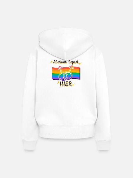 Vernetzte Pride Geschlechtsymbole - Frauen Premium Bio Zip Hoodie - Weiß