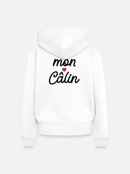 Mein Umarmungsskript Rotes Herz - Frauen Premium Bio Zip Hoodie - Weiß