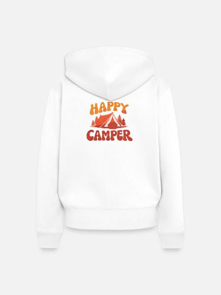 Fröhlicher Camper Lager-Print - Frauen Premium Bio Zip Hoodie - Weiß