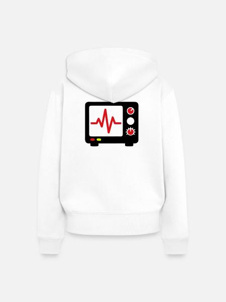 EKG Monitor Herzschlag Medizin - Frauen Premium Bio Zip Hoodie - Weiß