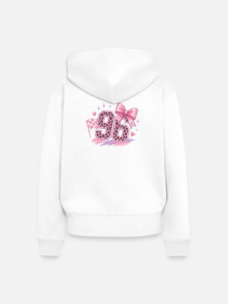 Leopard Pink 96 Glitzer - Frauen Premium Bio Zip Hoodie - Weiß