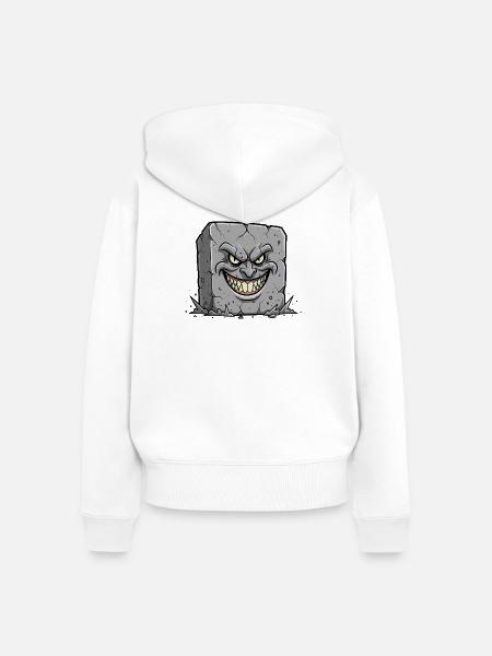Cartoon Grabstein Grimmisches Grinsen - Frauen Premium Bio Zip Hoodie - Weiß