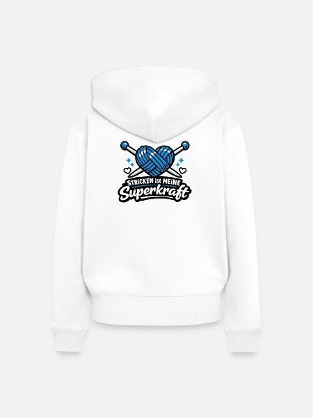 Stricken ist meine Superkraft - Frauen Premium Bio Zip Hoodie - Weiß