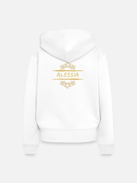 Geburtsname Alessia - Frauen Premium Bio Zip Hoodie - Weiß