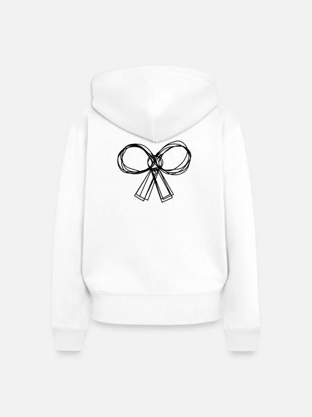Schleife handgezeichnet - Frauen Premium Bio Zip Hoodie - Weiß