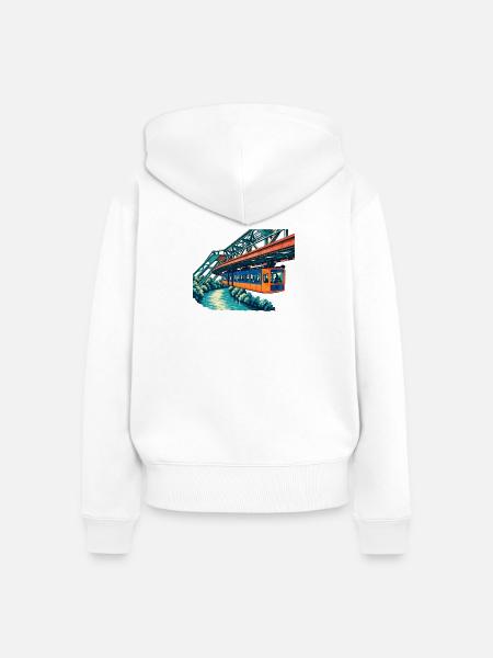 Wuppertaler Schwebebahn Retro - Frauen Premium Bio Zip Hoodie - Weiß