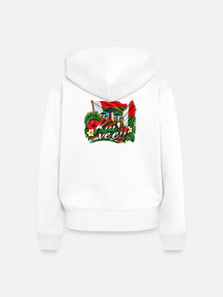 Kai Vee Tropical Flag Design - Frauen Premium Bio Zip Hoodie - Weiß