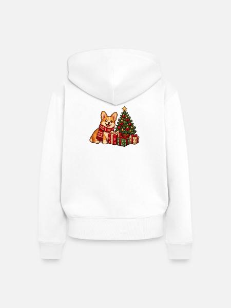 Corgi Weihnachtsglanz - Frauen Premium Bio Zip Hoodie - Weiß